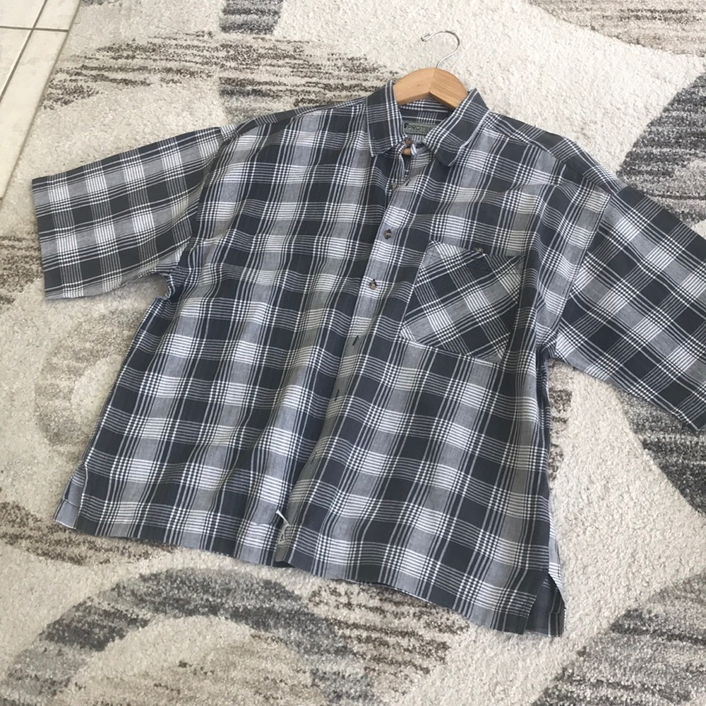 Men’s short sleeve collar shirt | plaid shirt